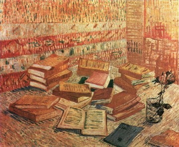 ヴィンセント・ヴァン・ゴッホ Painting - フランスの静物小説とバラ フィンセント・ファン・ゴッホ